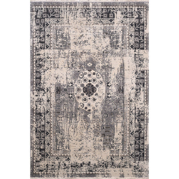 Williston Midlothian Oriental Machine Woven Gray Area Rug